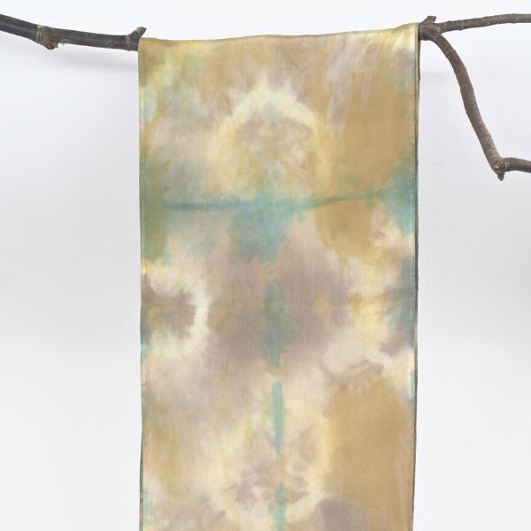 Hand-dyed Shibori Silk Scarf - Pomegranate